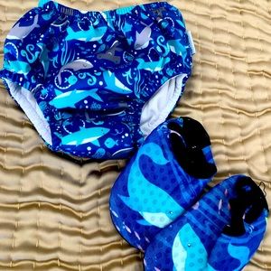 baby diaper cover newborn to 6 months UPF 50 and water shoes newborn to 6 months
